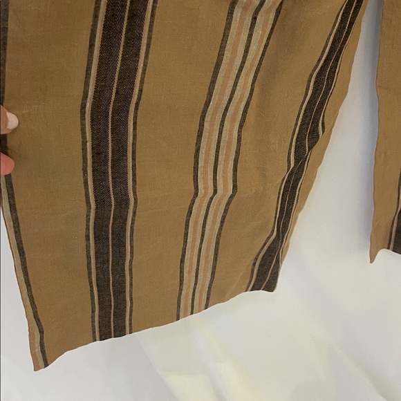 Striped Tan and Brown Women's Pants & Tank Linen Set - Picture 7 of 11